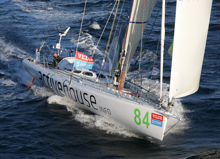 VELUX 5 OCEANS Skipper Derek Hatfield onboard his yacht, Activhouse, on the first of 5 Ocean Sprints in the VELUX 5 OCEANS around the world race.