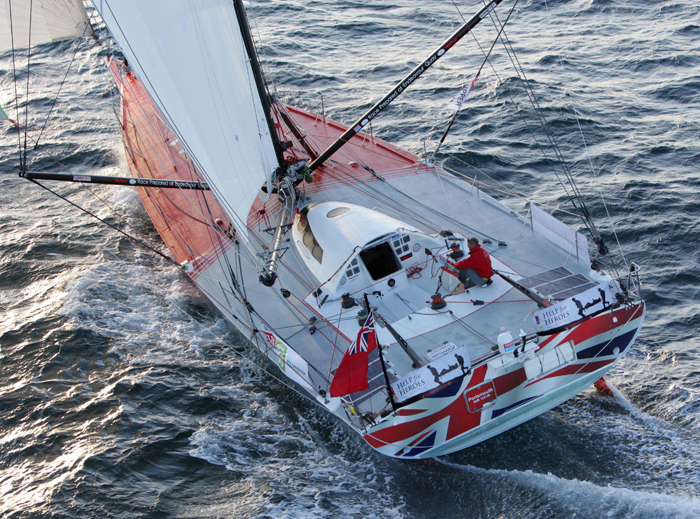 VELUX 5 OCEANS Skipper Chris Stanmore-Major onboard his yacht, Spartan, on the first of 5 Ocean Sprints in the VELUX 5 OCEANS around the world race.