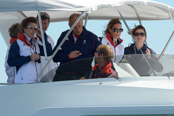 Kate Middleton, Princess Anne, Steve Redgrave watches Olympic sailing