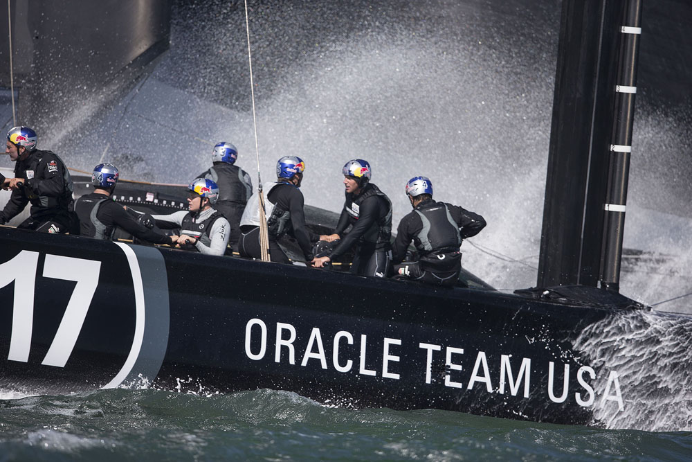 Team ORACLE USA capsize AC72