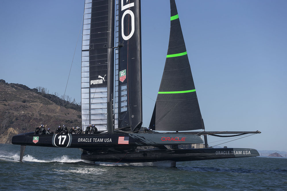 Team ORACLE USA capsize AC72